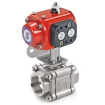 H500 - 3 Piece Actuated Ball Valve,, Three Piece SS Ball Valve, 1", Female NPT Thread, PTFE Seat, Spring Return Normaly Close A4 Size Actuator 1"-A4C by HAM-LET