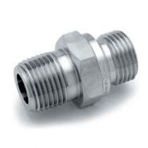 Hex NPT to BSPT, St. St. 316 Pipe Fitting, Hex Nipple, Hex Nipple, Male NPT to Male BSPT 3/8" by HAM-LET