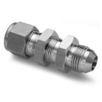 BULKHEAD FLARE 37° CONNECTOR, Let-Lok® Let-Lok to AN Bulkhead Union 3/8" x 3/8" by HAM-LET