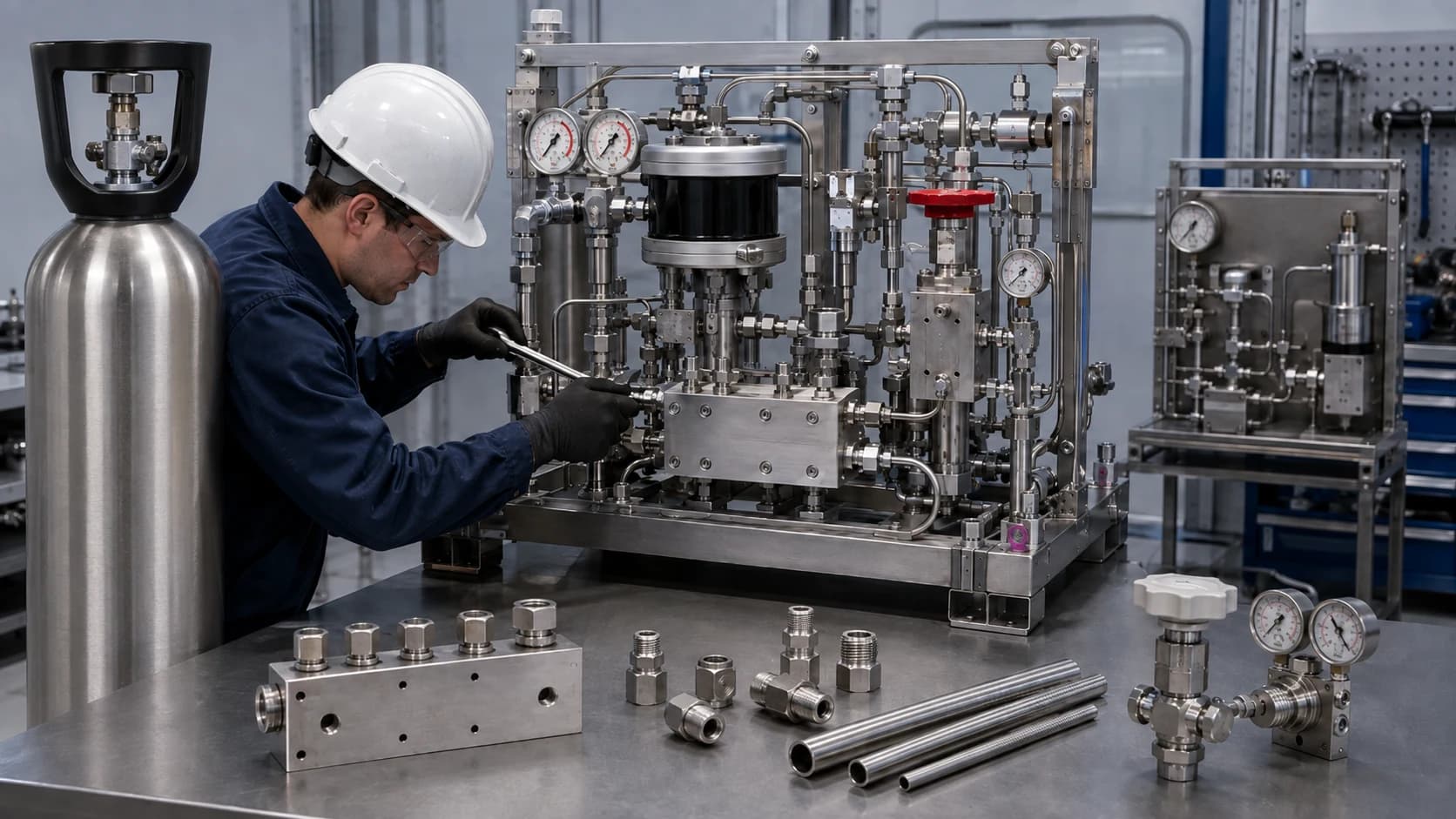 High-pressure valves and fittings for fluid systems