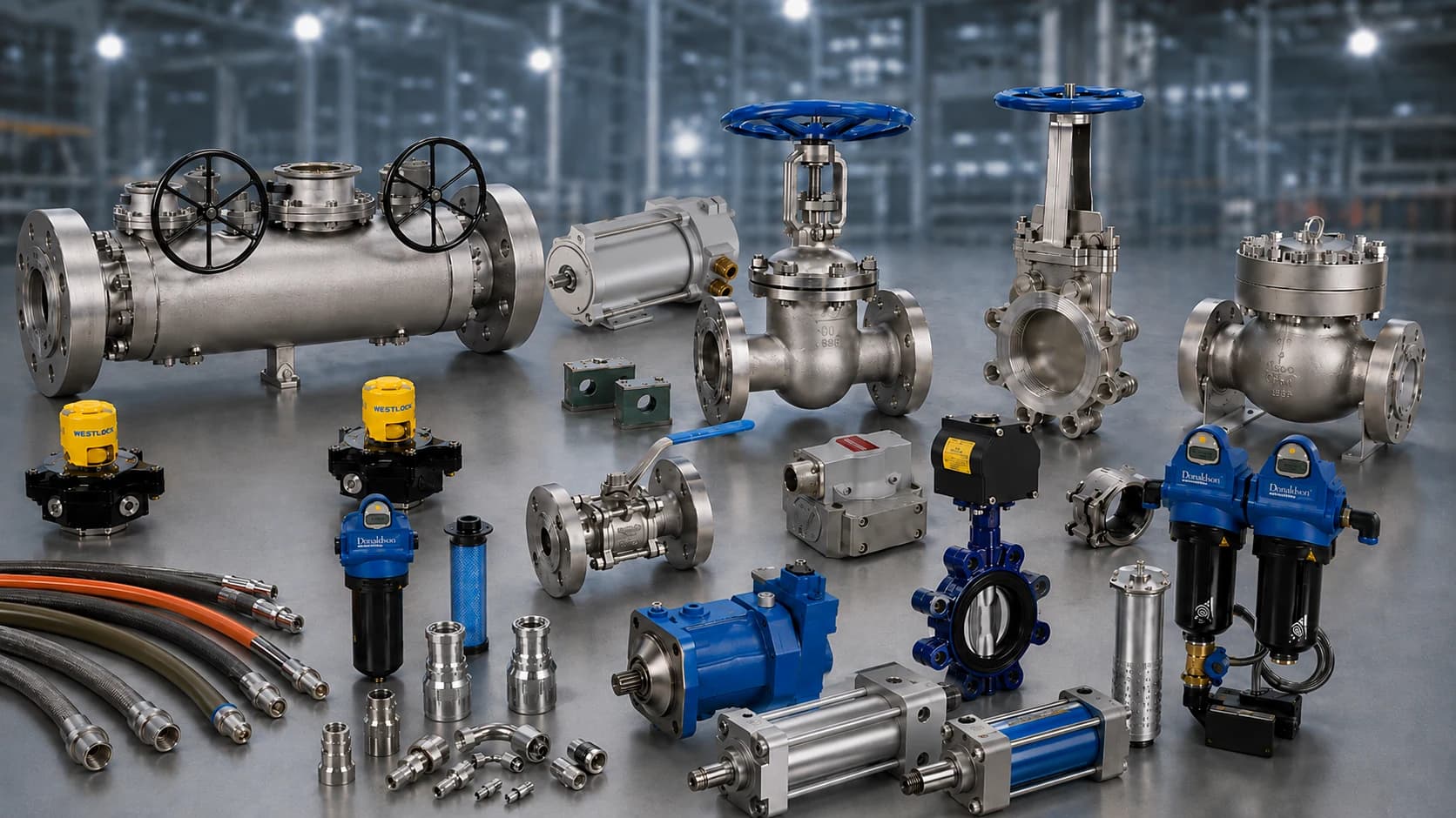 Industrial valves, actuators, hydraulics, filtration and fluid-power components